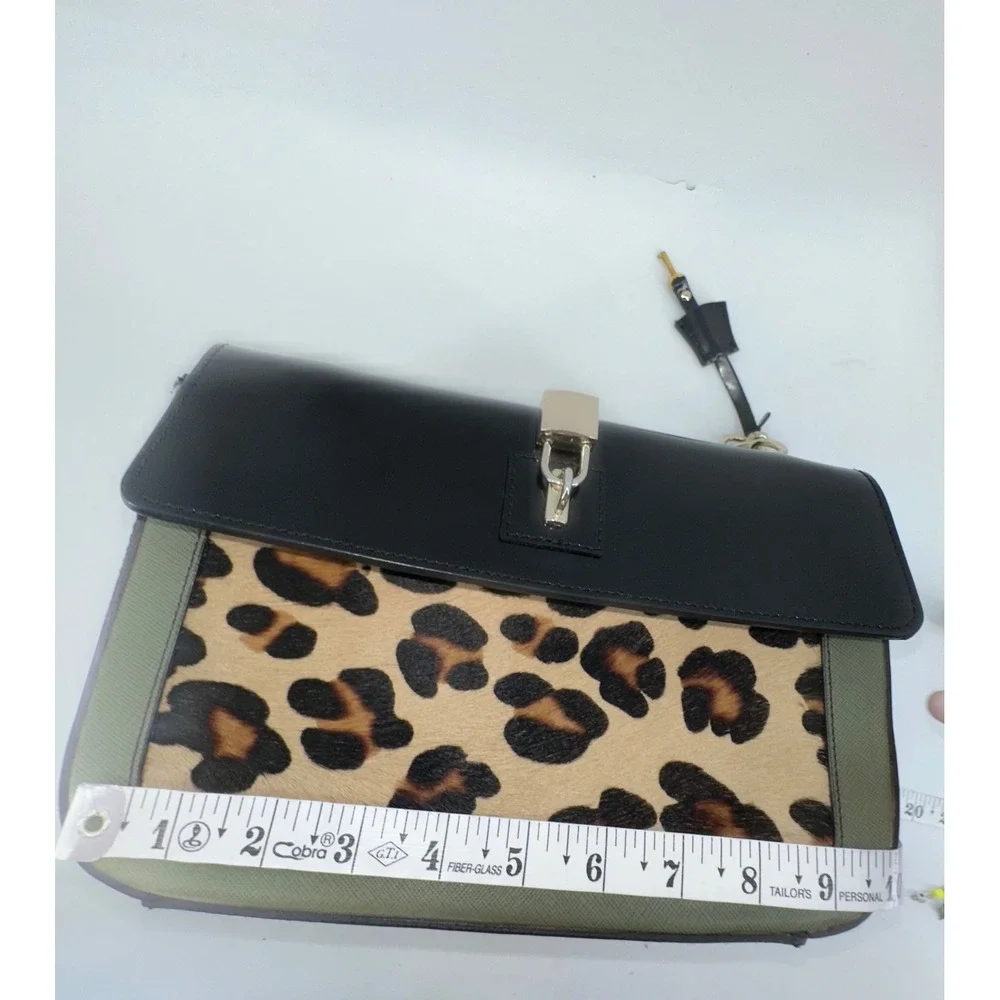 AB Asia Belluci Leopard Print‎ Faux Fur Italian Crossbody Bag Edgy Glam Evening